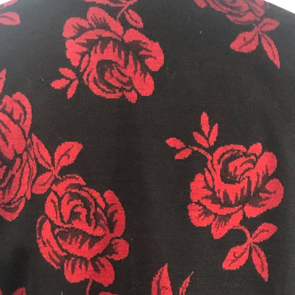 Miss Dorby Black Blazer Large Red Roses size Petite Small - Picture 6 of 10